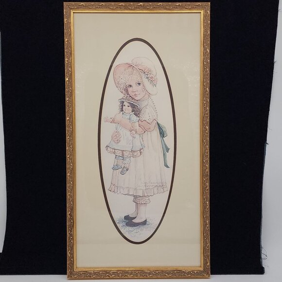 Vintage Wood Picture Photo Frame Ornate Detailed Gold Girl Print 13.5"x25.5" - Picture 1 of 16